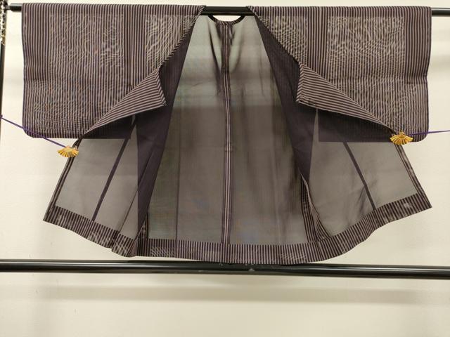 平和屋着物▽道行コート スリーシーズン 春夏秋 塵除け 二重紗 縞 正絹 逸品 DABI7034fe