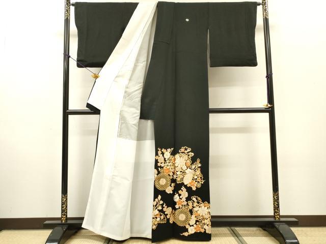 平和屋着物●豪華黒留袖 作家物 駒刺繍 吉祥花文 金糸 正絹 逸品 DABI7063fe