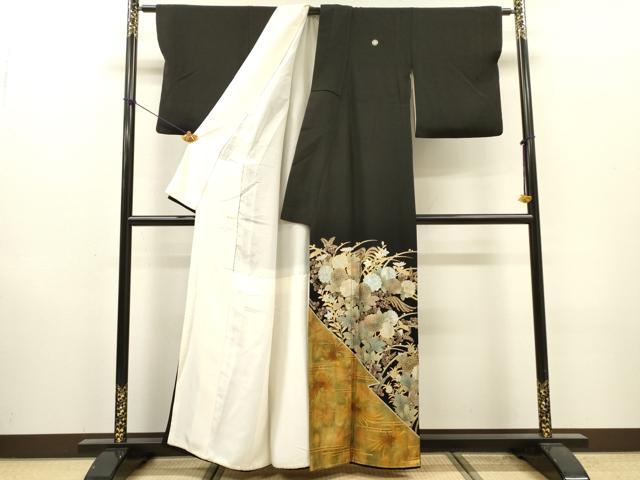 平和屋着物▼豪華黒留袖 作家物 嵐月華 鳳凰花文 金銀彩 正絹 逸品 DABI7067fe