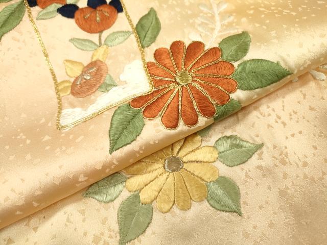 平和屋着物▼訪問着 駒刺繍 総刺繍 短冊花文 暈し染 金糸 やまと誂製 正絹 逸品 DABI7081fe