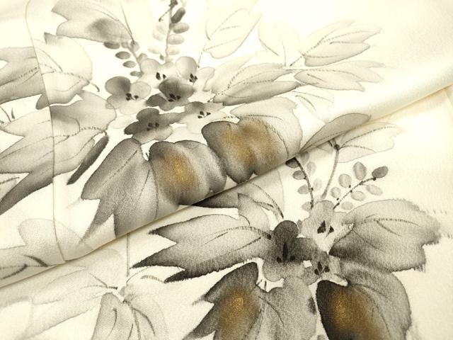 平和屋着物▼訪問着 手描き 枝花 金彩 正絹 逸品 DABI7086fe
