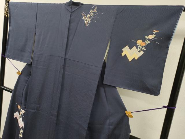 平和屋着物▼訪問着 駒刺繍 総刺繍 檜垣花文 金糸 正絹 逸品 未使用 DABI7092fe