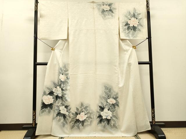 平和屋着物▼訪問着 手描き 牡丹 暈し染 正絹 逸品 DABI7094fe