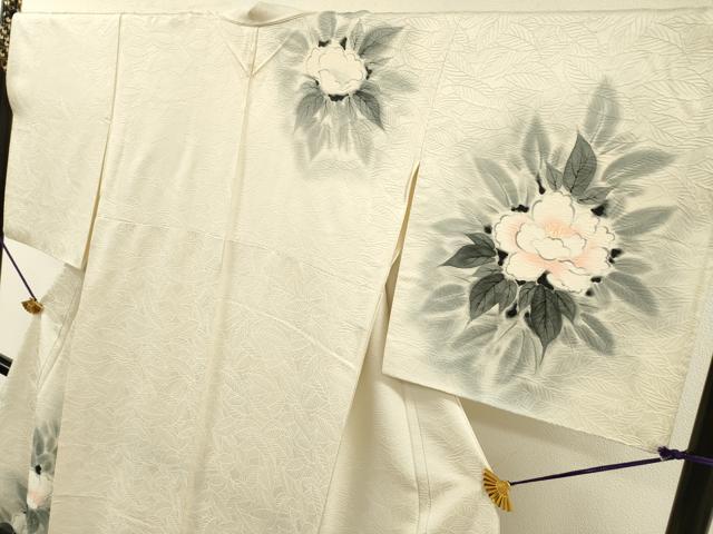 平和屋着物▼訪問着 手描き 牡丹 暈し染 正絹 逸品 DABI7094fe