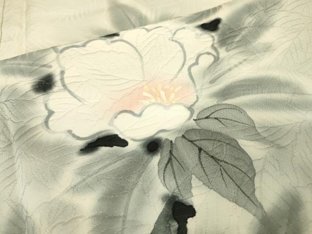 平和屋着物▼訪問着 手描き 牡丹 暈し染 正絹 逸品 DABI7094fe