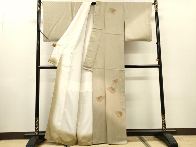 平和屋着物▼中国三大刺繍 スワトウ刺繍 汕頭刺繍 総刺繍 訪問着 破れ色紙花文 暈し染 金糸 正絹 逸品 DABI7097fe