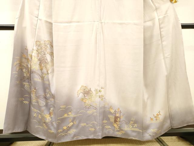 平和屋着物▼訪問着 渡り橋風景文 暈し染 金銀彩 正絹 逸品 DABI7103fe