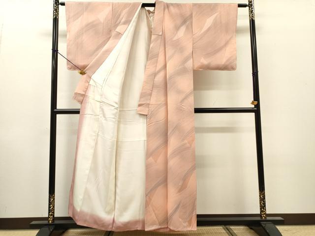 平和屋着物●上質な小紋 地紋起こし 変わり縞 暈し染 正絹 逸品 DABI7108fe
