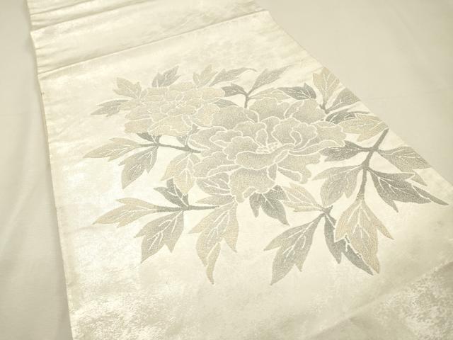 平和屋着物▼中国三大刺繍 相良刺繍 総刺繍 太鼓柄袋帯 牡丹 銀糸 正絹 逸品 DABI7143fe