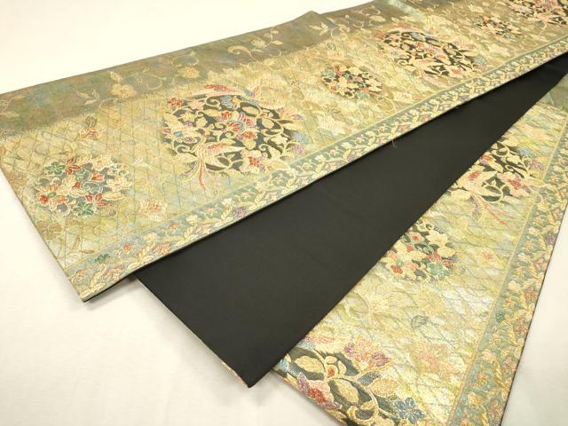 平和屋着物▼六通柄袋帯 鳳凰花唐草文 金糸 正絹 逸品 DABI7146fe