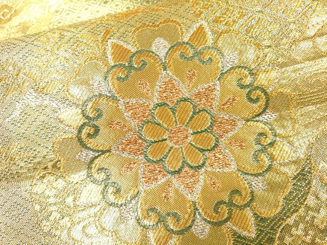 平和屋着物▼佐賀錦 六通柄袋帯 正倉院道長花文 金銀糸 正絹 逸品 DABI7153fe