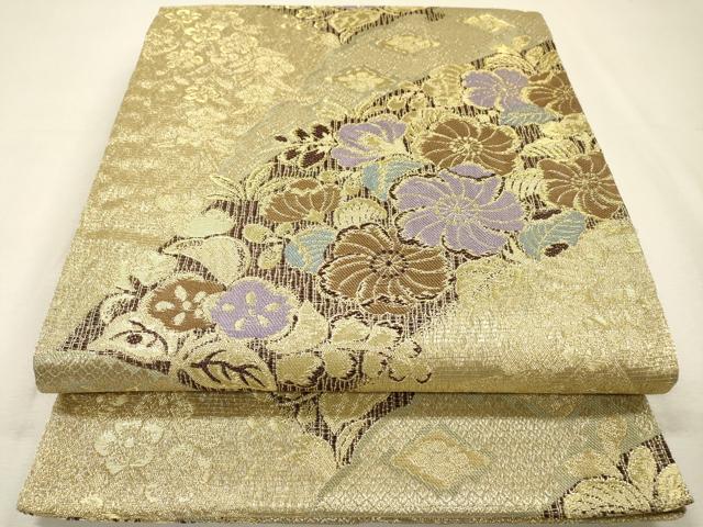 平和屋着物▼六通柄袋帯 辻が花 金糸 正絹 逸品 DABI7155fe