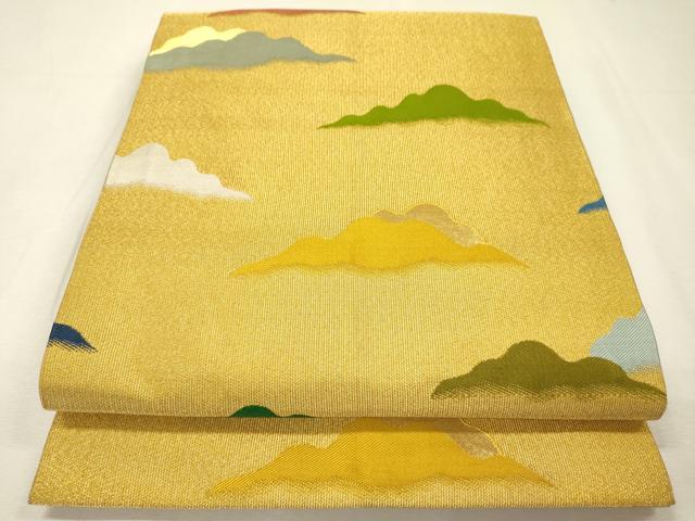 平和屋着物▼全通柄袋帯 東京井筒工芸創作 霞文 金糸 正絹 逸品 DABI7182fe