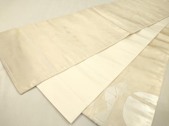 平和屋着物▼西陣 太鼓柄袋帯 総刺繍 正倉院花鳥文 銀糸 証紙付き 正絹 逸品 DABI7192fe