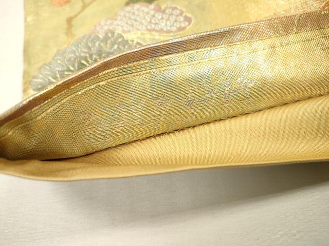 平和屋着物▼六通柄袋帯 唐織 流水更紗紋 金糸 引箔 正絹 逸品 DABI7254fe