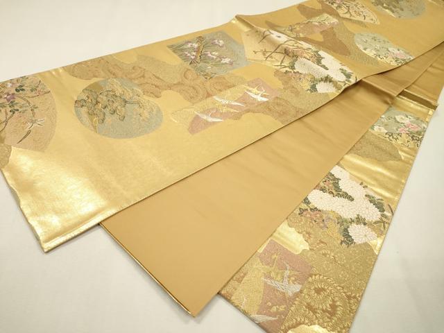 平和屋着物▼六通柄袋帯 唐織 平安建都千二百記念 有職琳派図 金銀糸 引箔 正絹 逸品 DABI7255fe