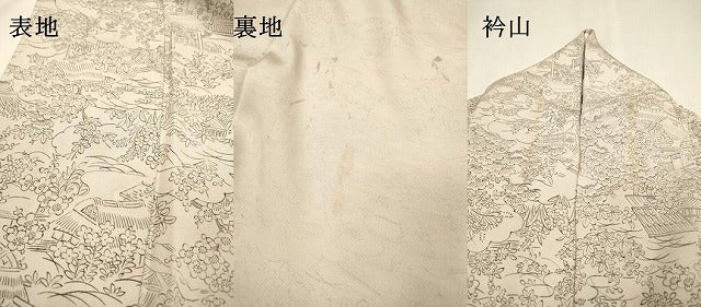 平和屋着物▽上質な小紋 単衣 手描き 風景文 正絹 逸品 DABI7275fe