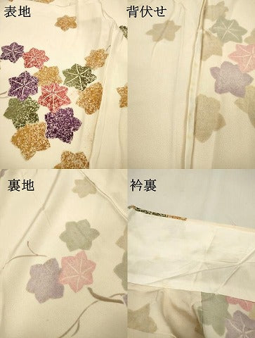 平和屋着物▽上質な小紋 単衣 枝楓 正絹 逸品 DABI7278fe