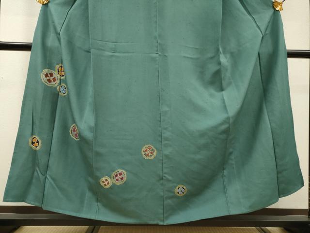 平和屋着物▽色留訪問着 単衣 花絵皿文 金彩 お召縮緬 正絹 逸品 DABI7282fe