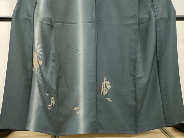 平和屋着物▽訪問着 単衣 竹屋町刺繍 笹花文 暈し染 金彩 正絹 逸品 DABI7285fe