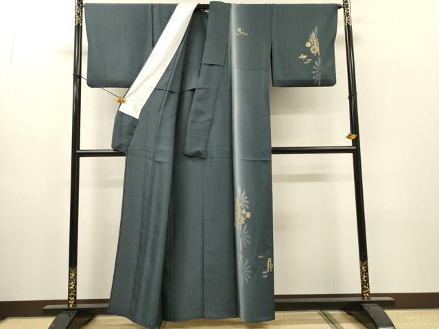 平和屋着物▽訪問着 単衣 竹屋町刺繍 笹花文 暈し染 金彩 正絹 逸品 DABI7285fe