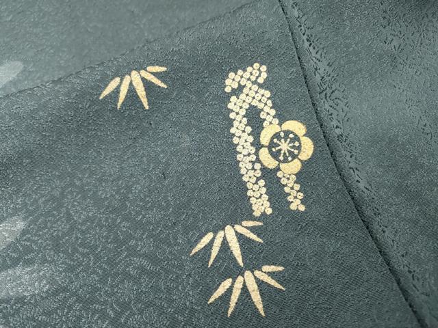 平和屋着物▽訪問着 単衣 竹屋町刺繍 笹花文 暈し染 金彩 正絹 逸品 DABI7285fe