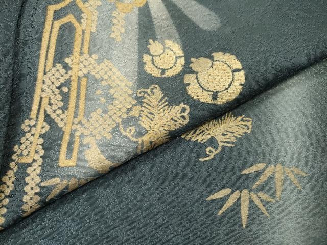 平和屋着物▽訪問着 単衣 竹屋町刺繍 笹花文 暈し染 金彩 正絹 逸品 DABI7285fe