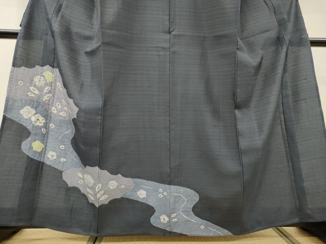 平和屋着物▽訪問着 単衣 紬地 絞り 道長舞花文 正絹 逸品 DABI7288fe