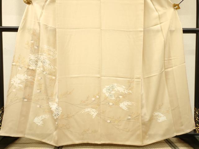 平和屋着物▽訪問着 単衣 刺繍 枝花 金彩 正絹 逸品 DABI7290fe