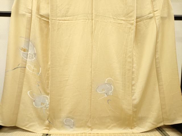 平和屋着物▽訪問着 単衣 駒刺繍 花唐草文 暈し染 金糸 正絹 逸品 DABI7295fe