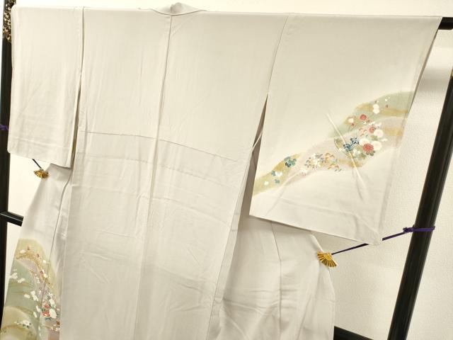 平和屋着物▽訪問着 単衣 刺繍 舞蝶花文 暈し染 金彩 鈴乃屋扱い 正絹 逸品 DABI7307fe