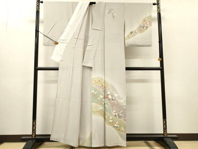 平和屋着物▽訪問着 単衣 刺繍 舞蝶花文 暈し染 金彩 鈴乃屋扱い 正絹 逸品 DABI7307fe