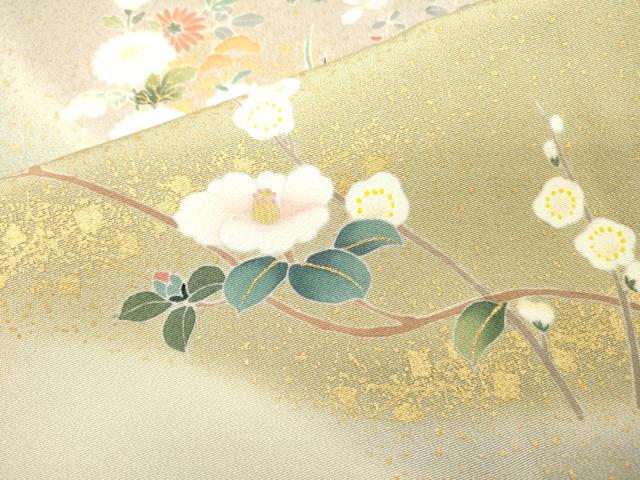 平和屋着物▽訪問着 単衣 刺繍 舞蝶花文 暈し染 金彩 鈴乃屋扱い 正絹 逸品 DABI7307fe