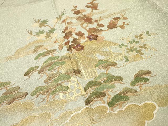 平和屋着物▼訪問着 螺鈿 風景文 暈し染 金銀彩 正絹 逸品 DABI7309fe