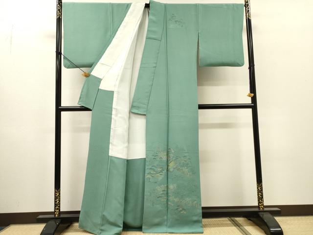 平和屋着物●中国三大刺繍 スワトウ刺繍 汕頭刺繍 総刺繍 訪問着 人物風景 金糸 正絹 逸品 DABI7325fe