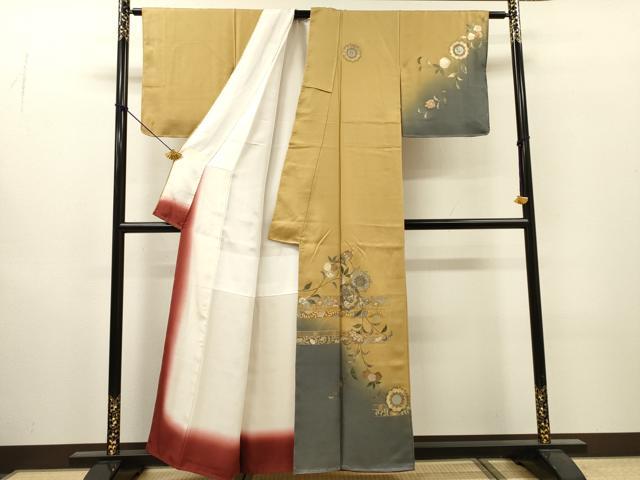 平和屋着物▼訪問着 螺鈿 正倉院花文 暈し染 金銀彩 正絹 逸品 未使用 DABI7326fe