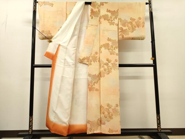 平和屋着物●上質な小紋 地紋起こし 花唐草文 暈し染 正絹 逸品 DABI7327fe
