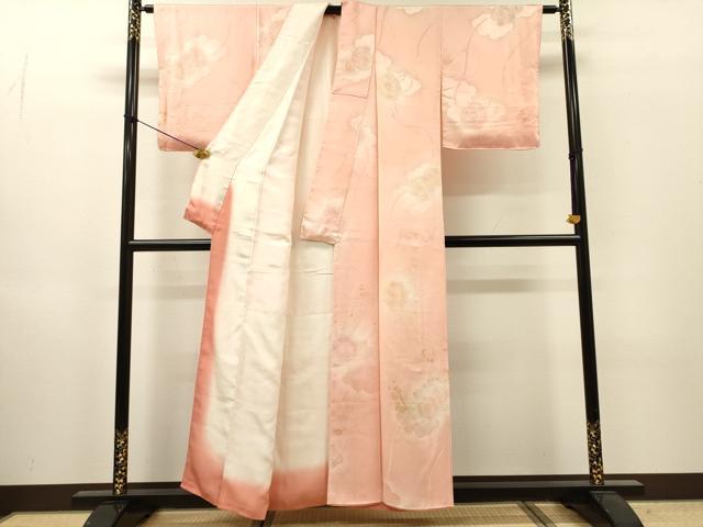 平和屋着物●上質な小紋 地紋起こし 鼓花文 暈し染 正絹 逸品 DABI7333fe