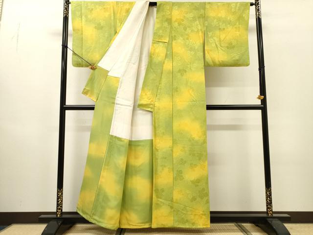 平和屋着物▼上質な小紋 草葉地紋 暈し染 正絹 逸品 DABI7335fe