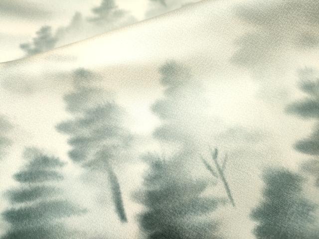 平和屋着物▼訪問着 手描き 飛鶴樹林文 暈し染 正絹 逸品 DABI7338fe
