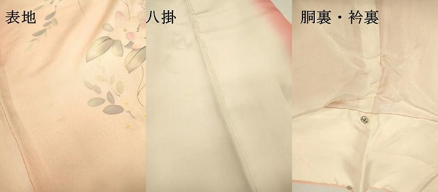 平和屋着物▼上質な小紋 手描き 枝花 暈し染 正絹 逸品 DABI7343fe