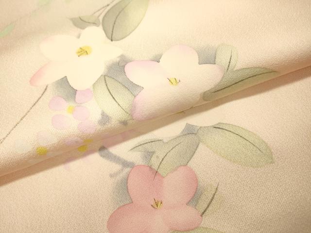 平和屋着物▼上質な小紋 手描き 枝花 暈し染 正絹 逸品 DABI7343fe