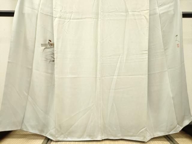 平和屋着物▼訪問着 作家物 手描き 雀 紫陽花 白鷺 正絹 逸品 DABI7361fe