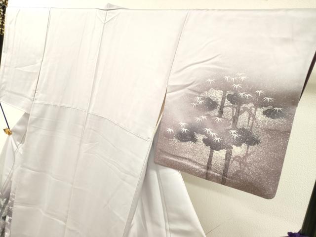 平和屋着物▼訪問着 手描き 笹竹文 たたき染 正絹 逸品 DABI7362fe