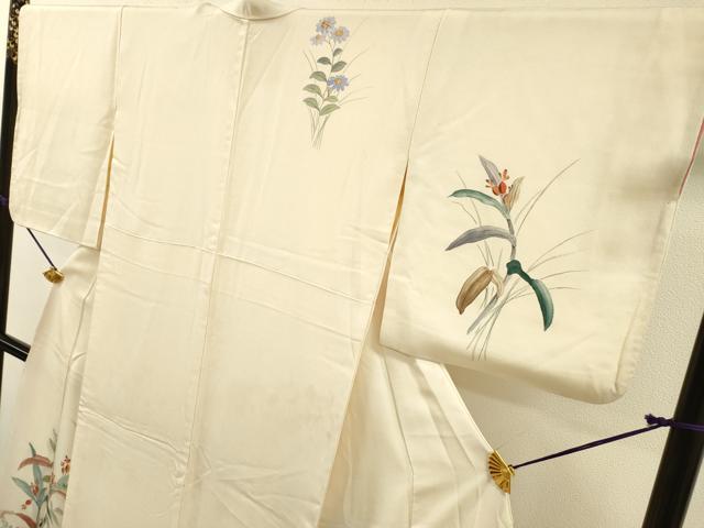 平和屋着物▼訪問着 作家物 手描き 花鳥文 正絹 逸品 DABI7365fe