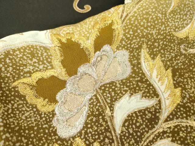 平和屋着物▼豪華黒留袖 刺繍 花唐草文 暈し染 金銀糸 正絹 逸品 DABI7368fe
