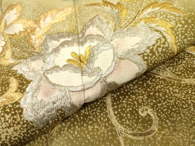 平和屋着物▼豪華黒留袖 刺繍 花唐草文 暈し染 金銀糸 正絹 逸品 DABI7368fe