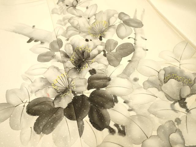 平和屋着物▼訪問着 作家物 手描き 枝花 正絹 逸品 DABI7373fe