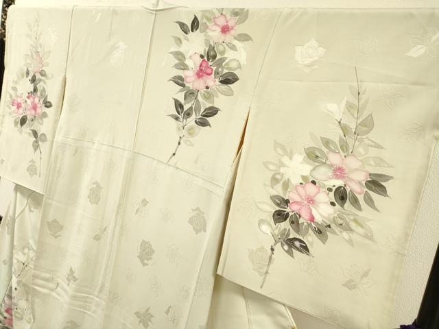 平和屋着物▼訪問着 手描き 枝花 正絹 逸品 DABI7375fe