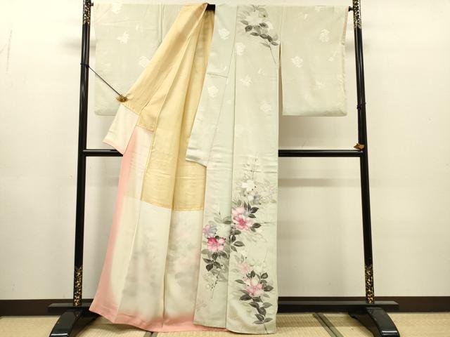 平和屋着物▼訪問着 手描き 枝花 正絹 逸品 DABI7375fe
